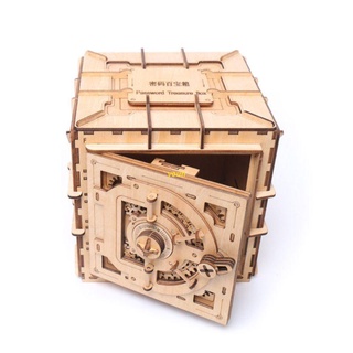 Youn rompecabezas 3D de madera contraseña caja del tesoro mecánico rompecabezas DIY montado modelo regalos (1)