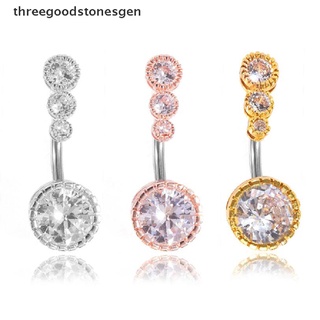 [threegoodstonesgen] 14 g cuatro gemas redondas de cristal ombligo ombligo ombligo anillo de barra de cuerpo piercing joyería