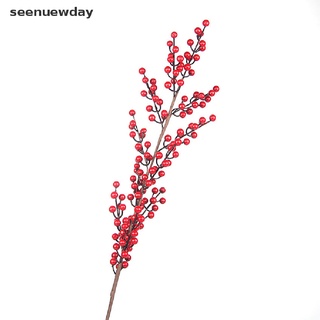[ver] baya artificial esmerilada viva de acebo rojo bayas decorativas flores artificiales