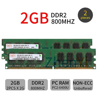 Hynix 2pcs 2GB 2Rx8 PC2-6400U DDR2 800MHz CL6 DIMM memoria de escritorio PC RAM AD22