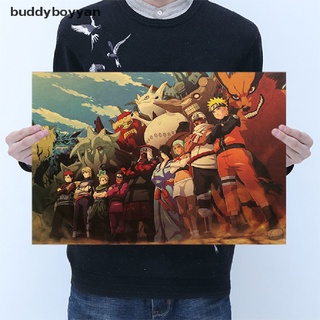 [buddyboyyan] Póster de papel Kraft de Anime Naruto, decoración de la habitación, pintura, pegatina de pared