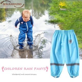 (Wal) Niñas niños de dibujos animados pantalones de lluvia niños pantalones de senderismo al aire libre viajes impermeables (5)