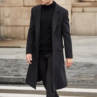 abrigo de manga larga de los hombres blazer de invierno de negocios gabardina cortavientos outwear abrigo largo chaqueta de trabajo formal más el tamaño (3)