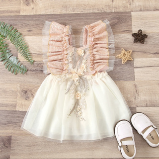 babyshow recién nacido bebé niña vestido de verano bebé princesa vestidos de encaje 3D Floral bordado cumpleaños niño ropa (3)