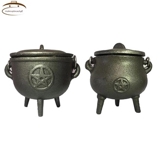 Cast Iron Cauldron with Lid Handle Witch Pot Incense Burning Pot -M
