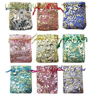 lonngzhuan 50pcs moda bolsas de joyería vogue organza bolsa de regalo de boda fiesta mezcla color caliente favor rosa