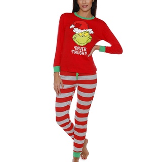 2 piezas de la familia de coincidencia de ropa para navidad pijamas conjunto de impresión de dibujos animados de navidad ropa de dormir ropa de dormir
