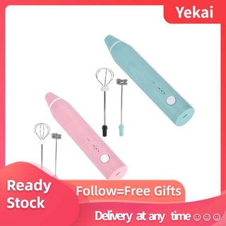 yekai batidor eléctrico de huevo mezclador usb recargable de un botón operación bajo ruido espumador de leche verde/rosa para el hogar accesorio de cocina