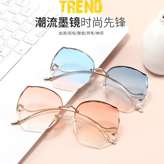 gafas de sol sin montura recortadas para mujer, poligonales, anti-púrpura