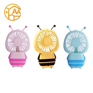 Usb recargable Little Bee Mini ventilador eléctrico de mano Mini ventilador portátil deportes al aire libre colgante ventilador de cuello rosa