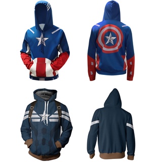Capitán América Jersey Sudadera Con Capucha Chaqueta Cosplay Disfraz (1)
