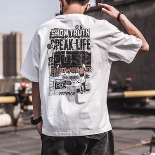 m-3xl camiseta de manga corta para hombre con estampado de letras/hip-hop