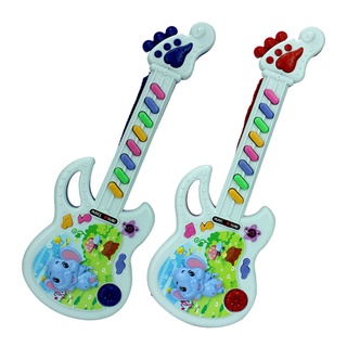 [kaou] lindo elefante de dibujos animados de plástico guitarra electrónica bebé niños rima música juguete regalo (1)