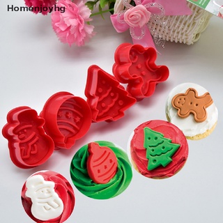hhg> 4 unids/set de galletas de navidad molde de galletas 3d cortador de galletas diy molde para hornear bien