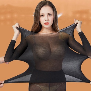 Frsuper delgado de alta elasticidad térmica ropa interior de las mujeres de cuello redondo de manga larga (6)