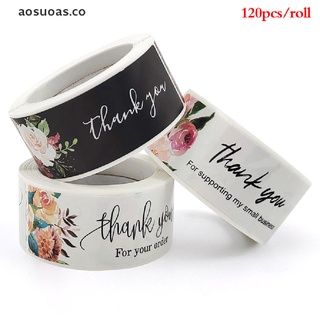 yang 120 unids/rollo de agradecimiento por su pedido de etiquetas adhesivas florales selladoras etiquetas adhesivas. (4)