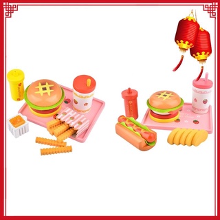 cocina de madera simulación fresa hamburguesa juguetes conjunto de cocina alimentos juguetes para niños pretender playset - papas fritas