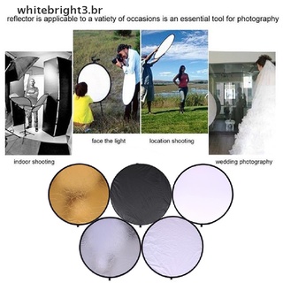 [Blanco] 5 En 1 Mano Plegable Luz Redonda Reflector De Fotografía Para Foto De Estudio
