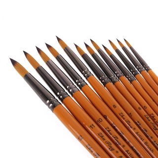 teke 12 pinceles profesionales de pintura de nailon para artista acuarela acrílica gouache pincel de pintura (5)