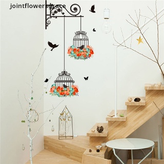 jgco colorido flor jaula de pájaros pegatina de pared calcomanías aves voladoras plantas adhesivas habitación papel pintado decoración gracia (6)