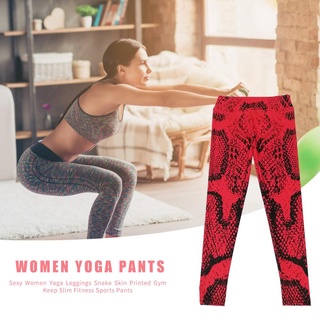 mujeres hermosas leggings de yoga piel de serpiente impreso keep slim fitness pantalones deportivos rojo