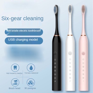 2021 sonic cepillo de dientes eléctrico adulto temporizador cepillo de repuesto cabezas de 6 modos cargador usb suave cepillo cabeza no duele los dientes