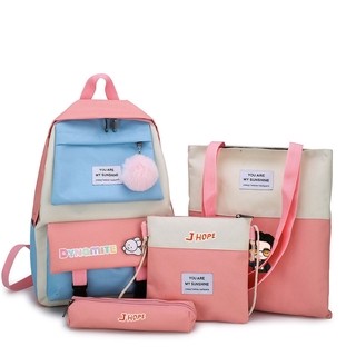 4 en 1 Kpop BTS mochila conjunto -incluye bolsa de mensajero bolsa de embrague estuche Unisex Casual Daypack, portátil bolsa de la escuela de la universidad (3)
