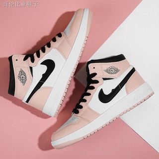 aj women s shoes leather chameleon joint new fog gray aj1 cherry blossom powder air force No. 1 board shoes couple high-top shoes women