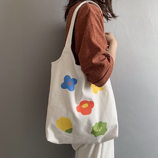 Pequeño fresco Hyunya flor bolsa de lona mujer hombro camiseta modelos 2019 nuevos estudiantes ins perezoso viento bolsa de lona