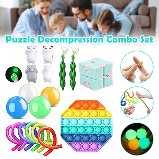 Fidget juguetes conjunto para niños o adultos Pop Fidget juguete Fidget juguete sensorial Fidget juguetes Fidget caja con bolas de estrés y más