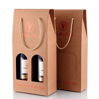 nne. papel kraft corrugado doble botella de vino bolsa de regalo caja de embalaje alcohol licor titular (7)