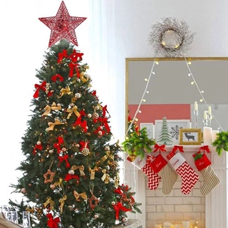 1pc exquisito alambre hierro arte adorno hermoso árbol de navidad estrella superior/hogar polvo de oro brillante estrella de cinco puntas regalo de año nuevo (5)