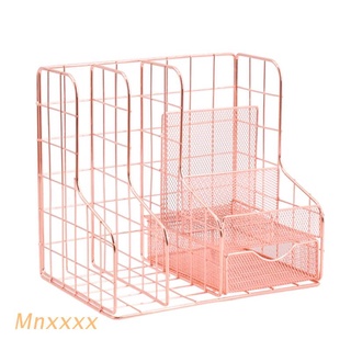 mnxxx - soporte multifuncional para revistas de oro rosa (6 compartimentos con lindo cajón deslizante)