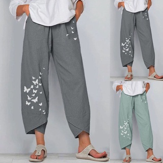 *dmgo*=mujer dama casual flores impresión faja elástica cintura ancho pantalones pantalones