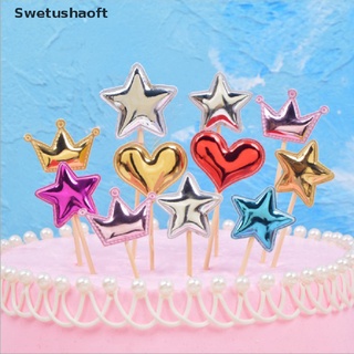 [sweu] 10 piezas love happy birthday toppers crown stars cupcake topper banderas bfd (1)
