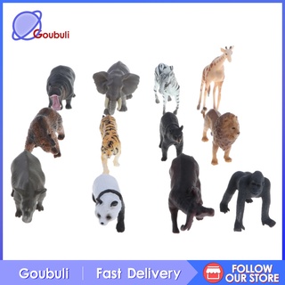 [Precio de actividad] lote 12 piezas de plástico Zoo Animal modelo figura niños juguetes tigre león cebra Panda