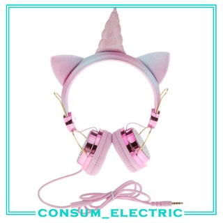 Diadema con micrófono De unicornio Para niñas/audífonos Estéreo rosados 1