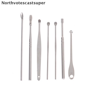 northvotescastsuper 7 piezas de acero inoxidable espiral para orejas, cuchara, limpiador de cera, herramientas nvcs