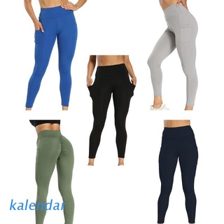 KALEN Women High Waist Yoga Pants Ruched Butt Lifting Sports Workout Leggings Pockets