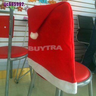 [L] 1 pieza decoración navideña feliz Santa sombrero rojo silla cubiertas para cena decoración
