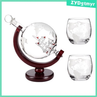 Whiskey Decanter Globe Set Glass Home Vodka Liquor Bourbon for Men Gift (5)