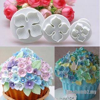 [TIME2] 3 piezas de hortensias fondant decoración de pasteles sugarcraft cortador de flores molde