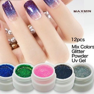 maxmin glitter colorido lentejuelas uv gel esmalte de uñas arte semi permanente barniz pintura