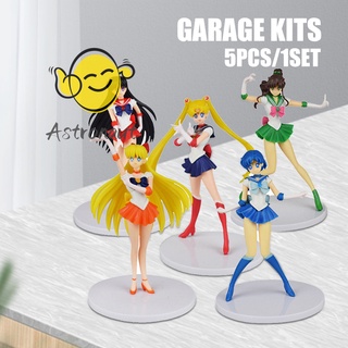5pcs/set Sailor Moon Model Anime Figurine Collectibles Cute Car Interior Cake Top Decor for Fans
