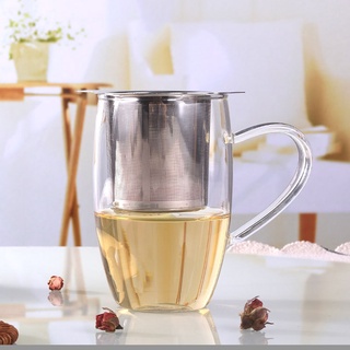 listo stock 304 de acero inoxidable fugas de té con cubierta filtro de rejilla binaural té fuga de café filtro de té tallo red de fugas quee1