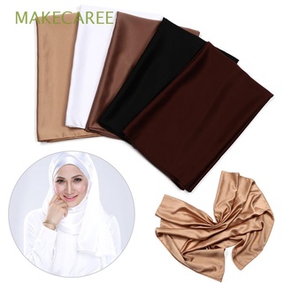 MAKECAREE 180x70cm Breathable Satin Shawl for Women Tudung Headscarf Muslim Hijab Silk Material Solid Color Smooth Matte Effect Women Scarf/Multicolor