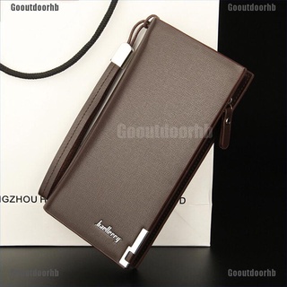 [Gooutdoorhb] Men'S Leather Clutch Bag Long Wallet Purse Zipper Card Holder Business Handbag