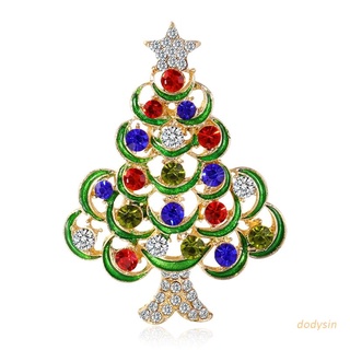 dodysin Rhinestone Christmas Brooch Christmas Tree Brooch Shiny Brooches for Clothing