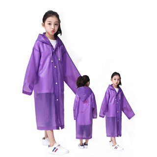 impermeable reutilizable poncho de lluvia con capucha y mangas para niños - púrpura
