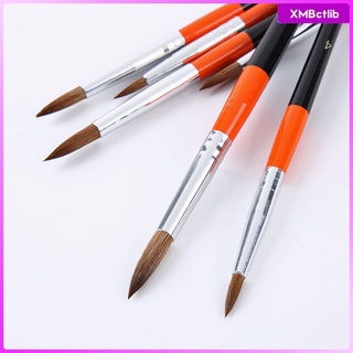 6 pinceles de mango de madera para artista, punta punta, pinceles para colorear aceite, bolígrafos de arte de uñas (5)